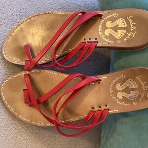 Sandali Tipici Women's 6.5 US or 37 EU Red Leather Strappy Sandals Made in Italy